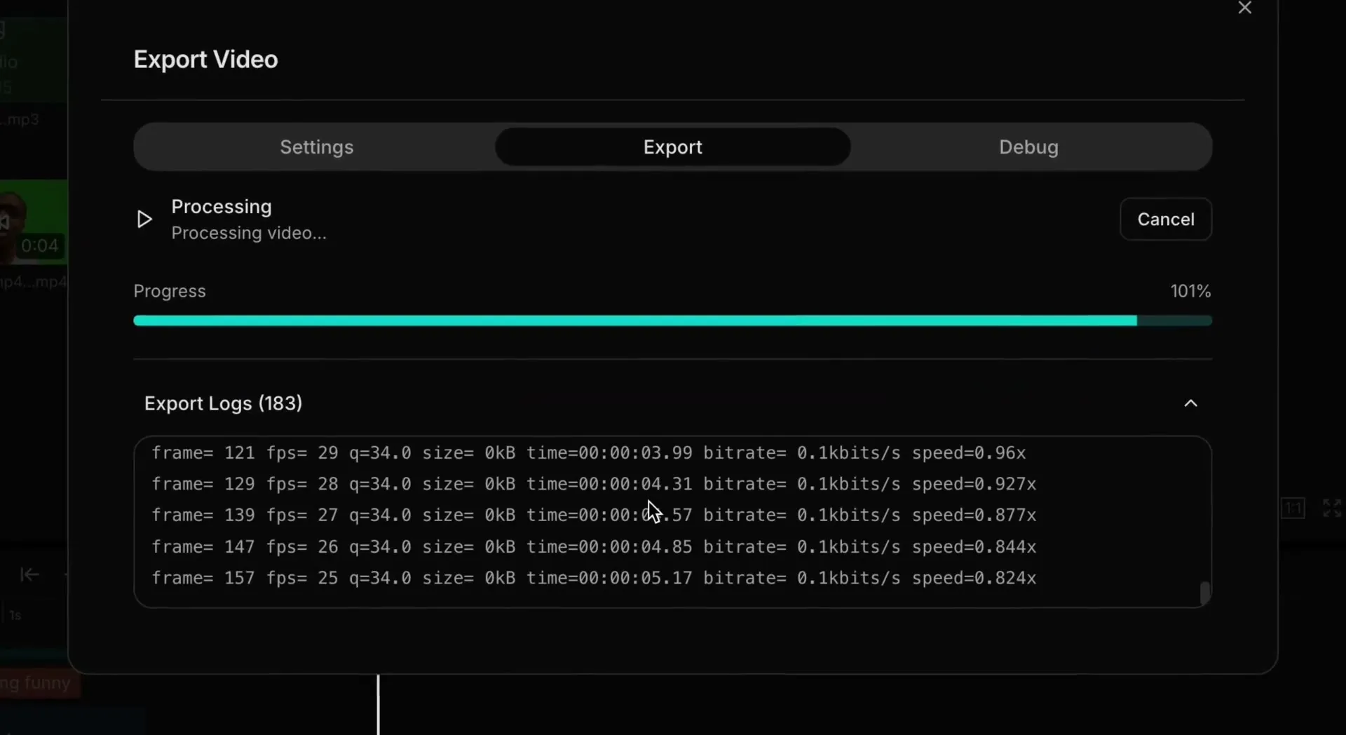 OpenCut Video Export Rendering Interface