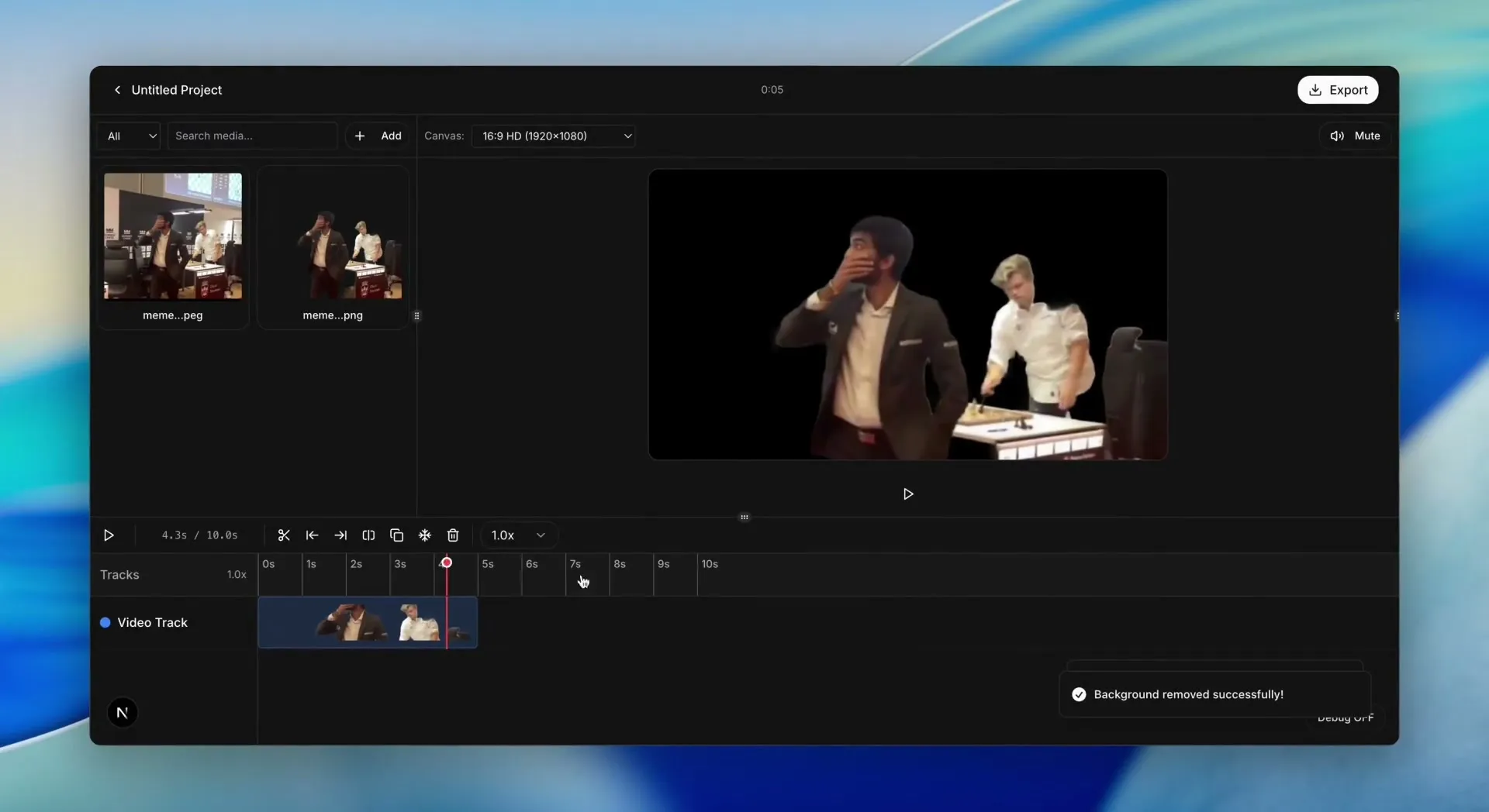 OpenCut AI Background Removal Interface