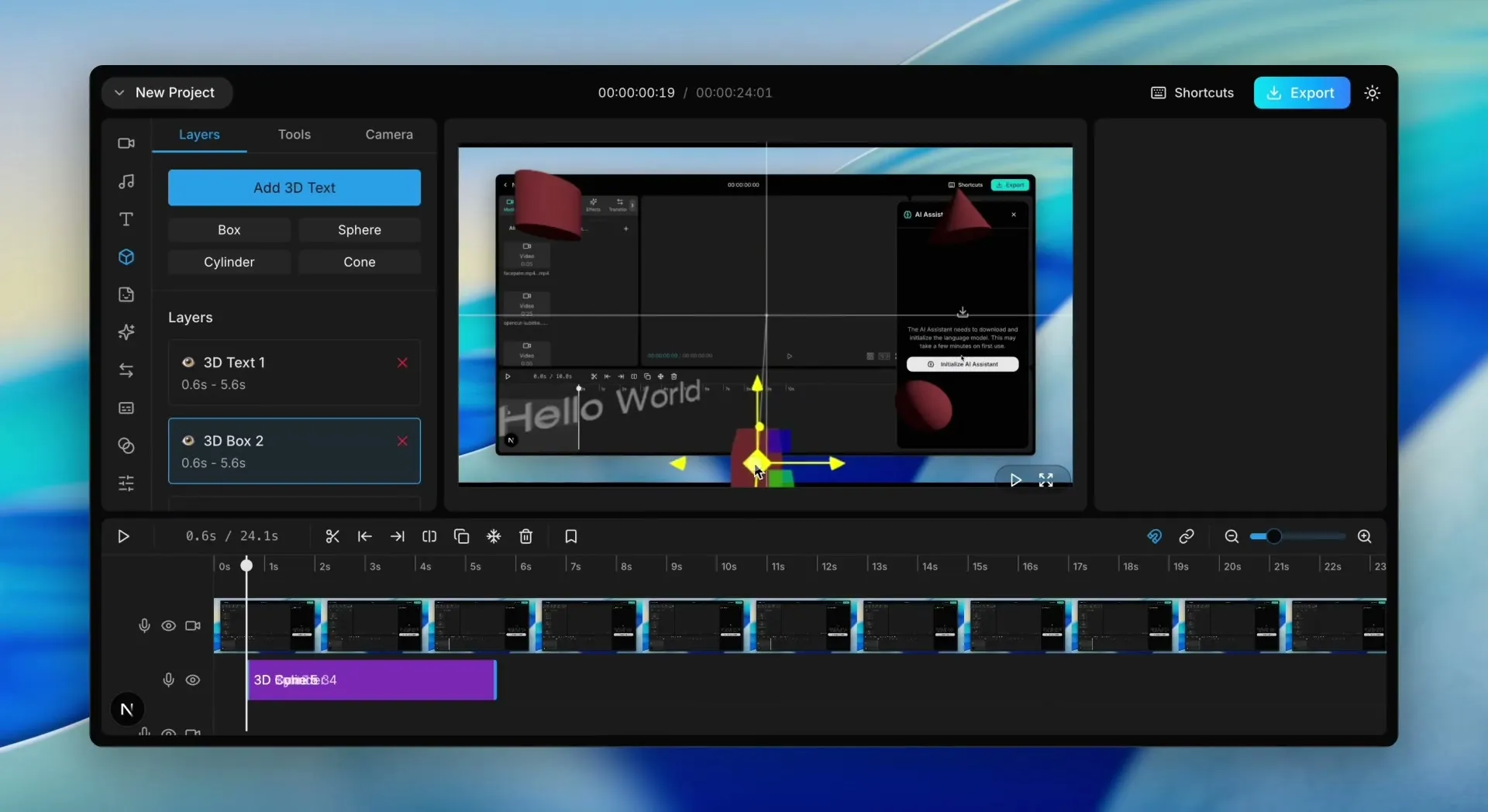 OpenCut 3D Model Support Interface